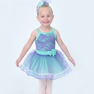 Weissman Purple and Blue Kids Dance Dress Costume XS
